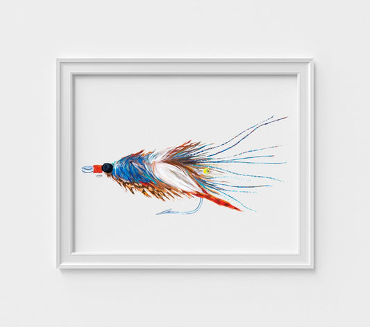 Blue Crab Pattern Saltwater Fly Art Print - ArtByAlexandraNicole
