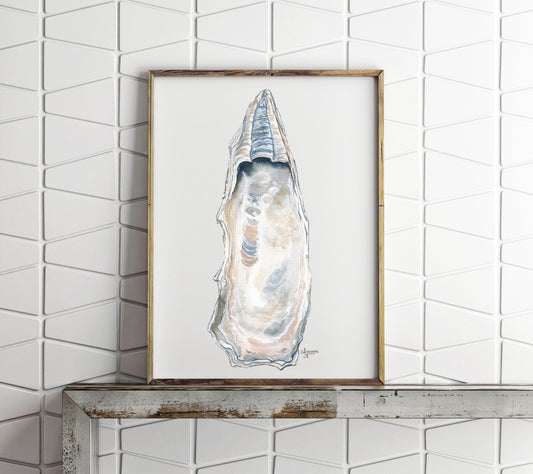 East Beach 2 Watercolor Oyster Shell Fine Art Print - ArtByAlexandraNicole