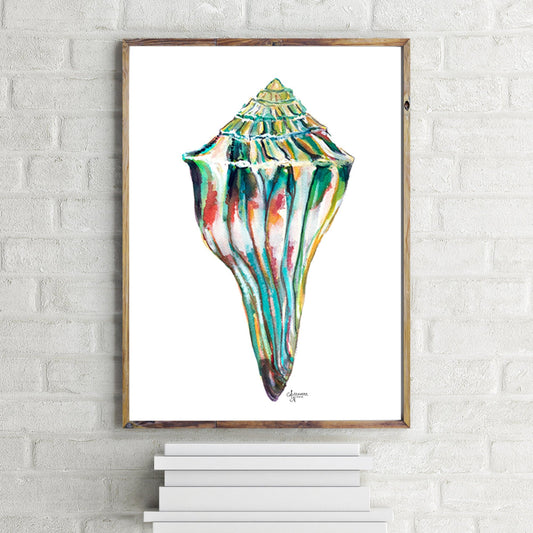Whelk Shell Watercolor Art Print, Whelk 1 - ArtByAlexandraNicole