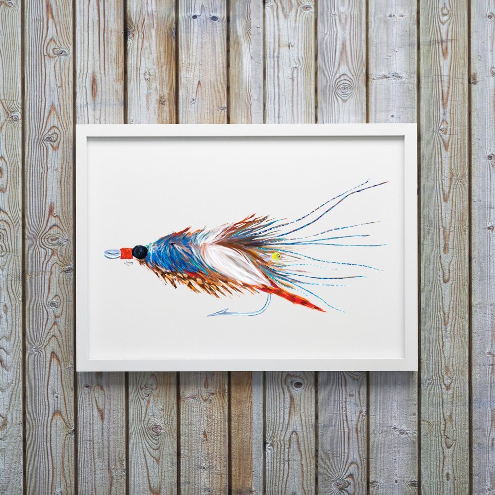 Blue Crab Pattern Saltwater Fly Art Print - ArtByAlexandraNicole