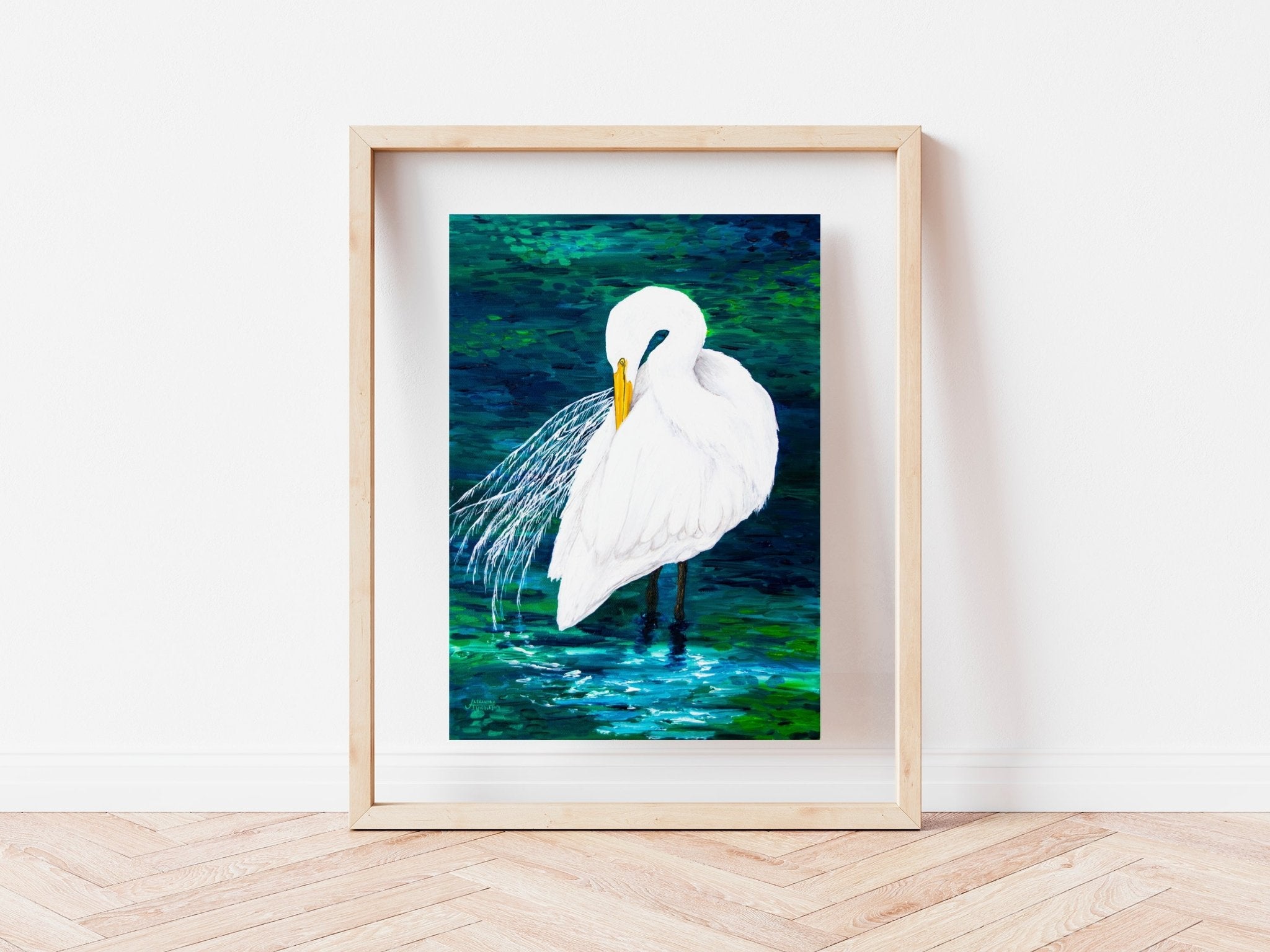 Egret Coastal Art Print - ArtByAlexandraNicole