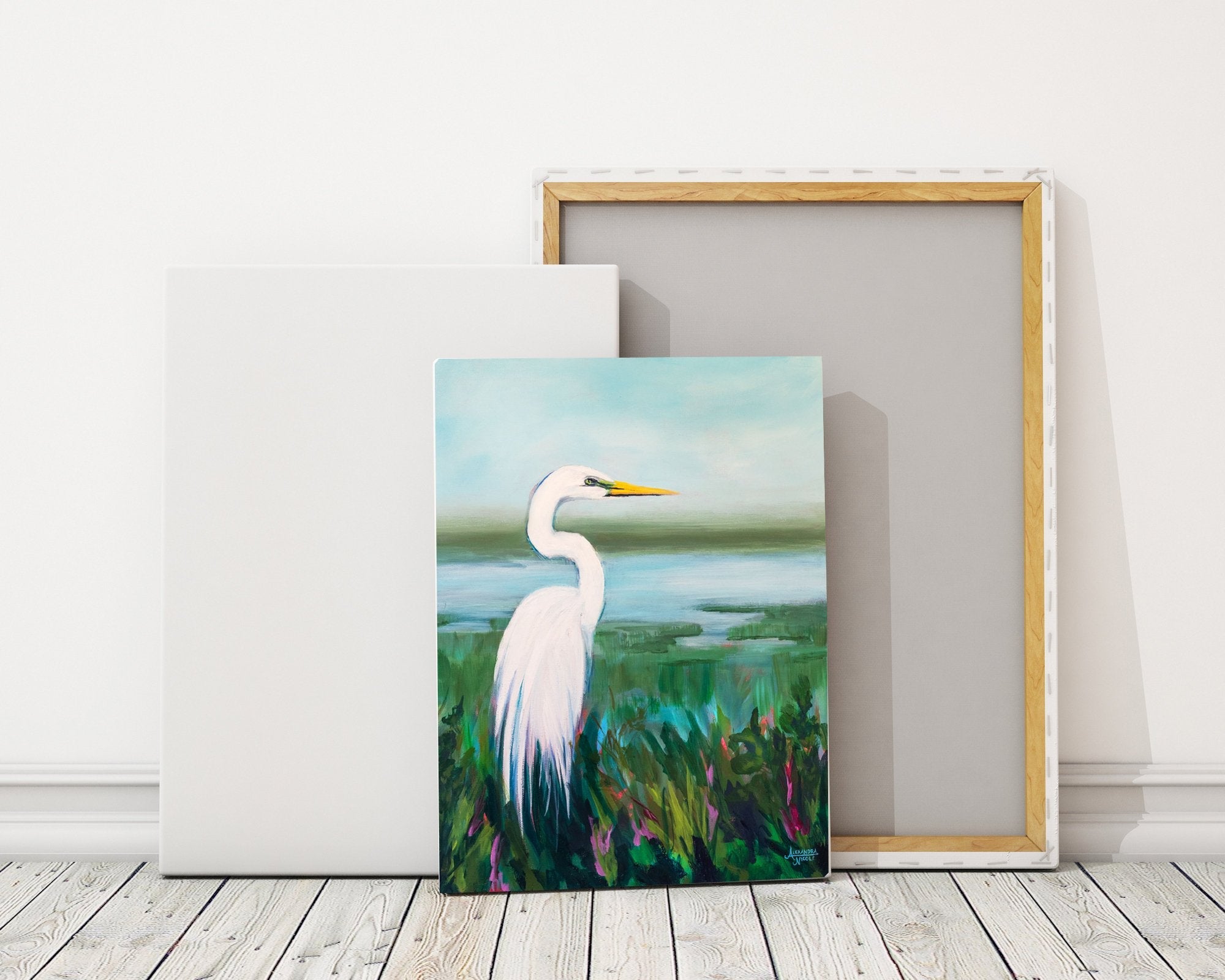 Egret Looking Over The Marsh - ArtByAlexandraNicole