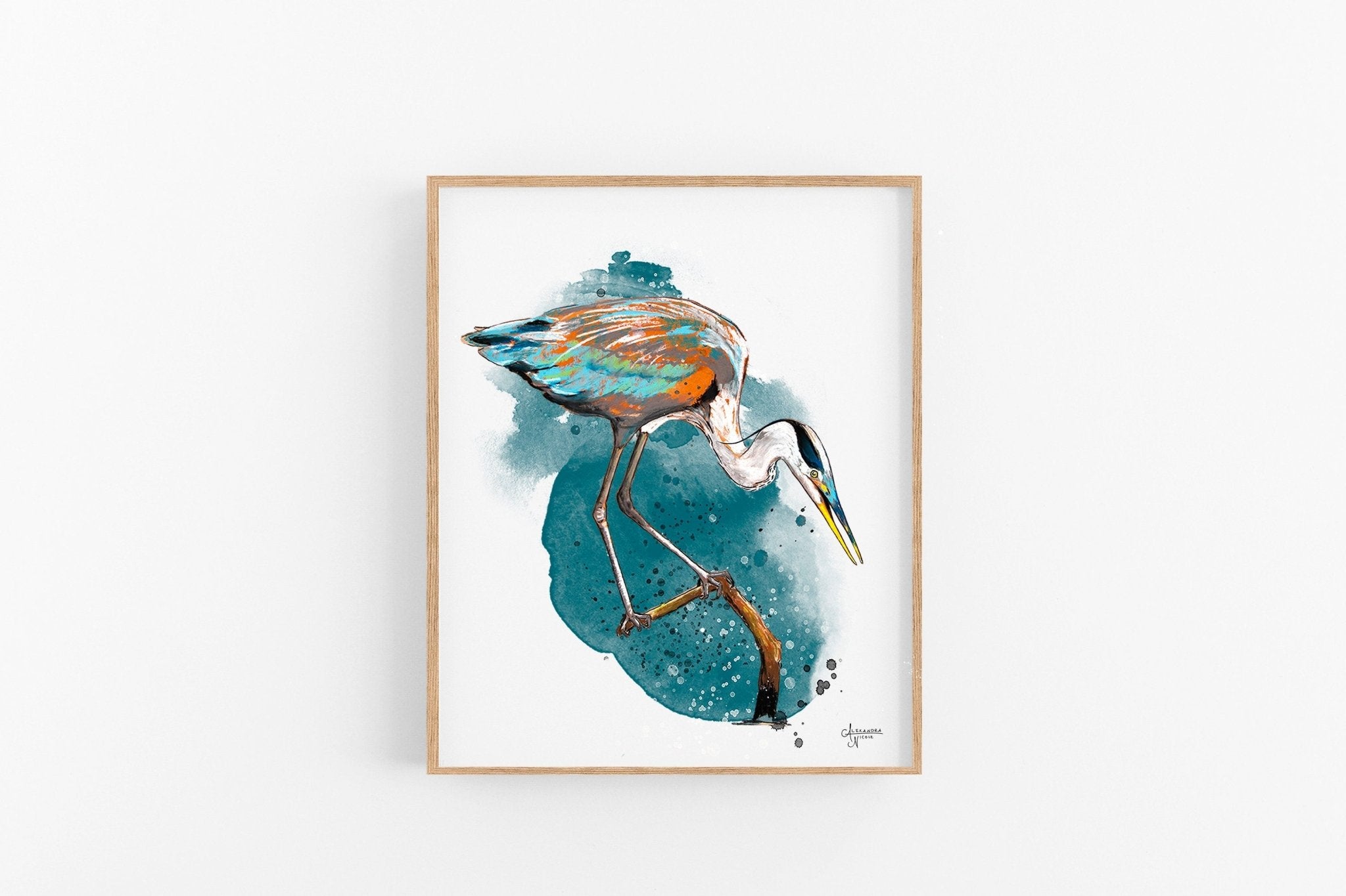 Great Blue Heron Print - ArtByAlexandraNicole