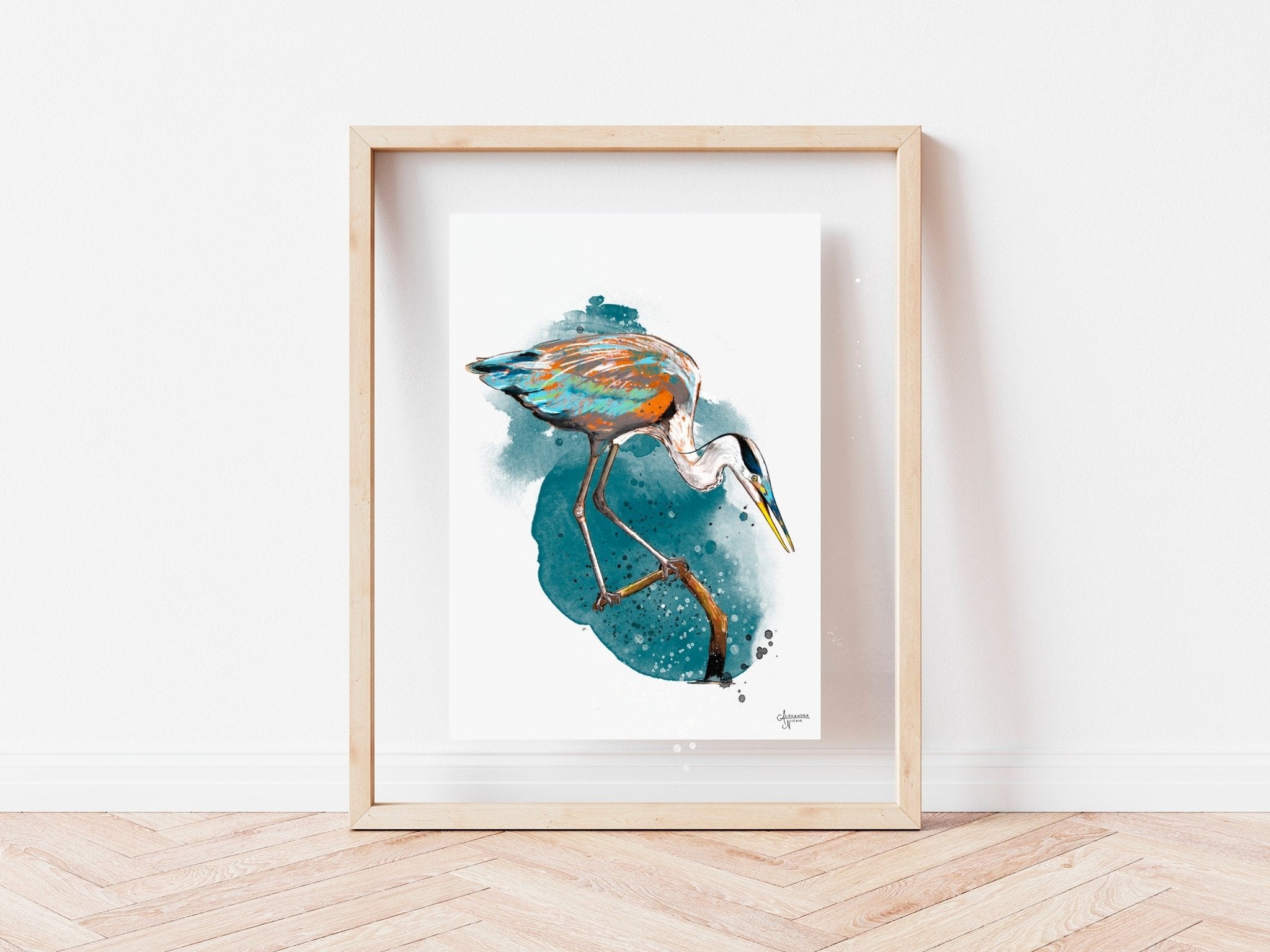 Great Blue Heron Print - ArtByAlexandraNicole