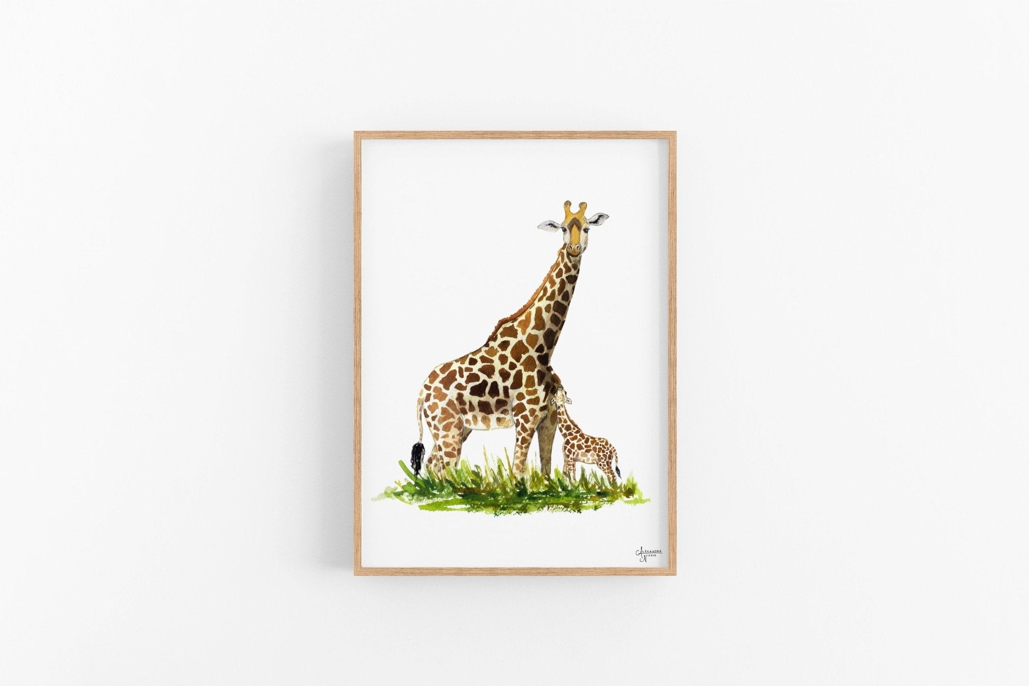 Mother and Baby Giraffe Fine Art Print - ArtByAlexandraNicole