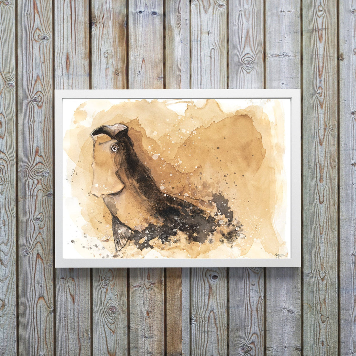 Tarpon fly fishing watercolor style art print