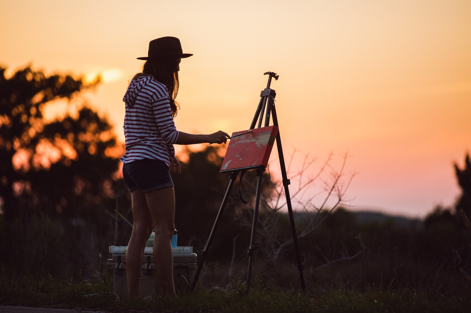 Artist Alexandra Nicole plein air painting marsh sunset