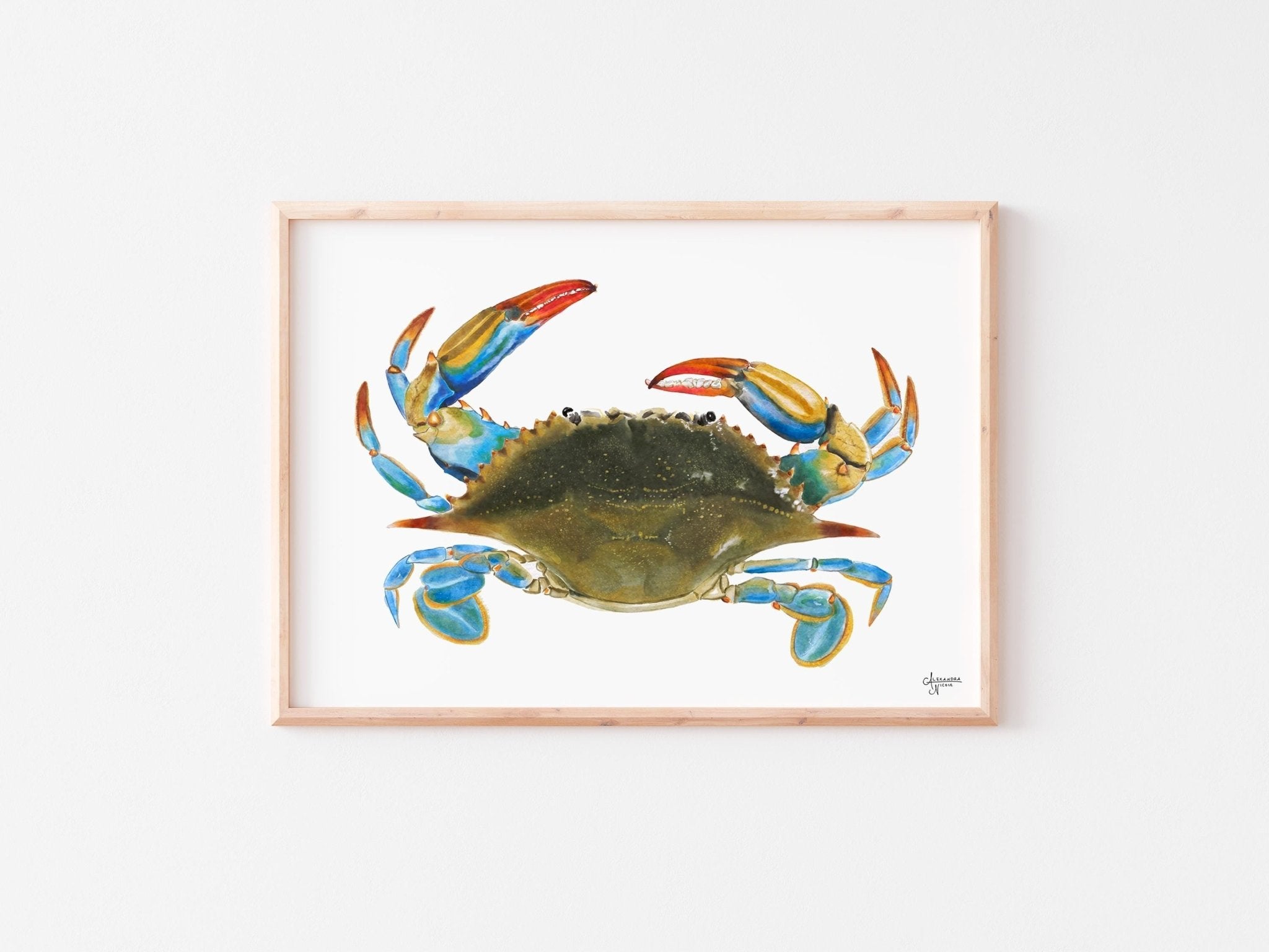 Atlantic Blue Crab Print for Coastal Vibes and Beachy Decor - ArtByAlexandraNicole