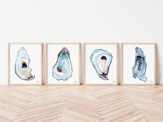 Atlantic Oysters Print Set of 4 - ArtByAlexandraNicole