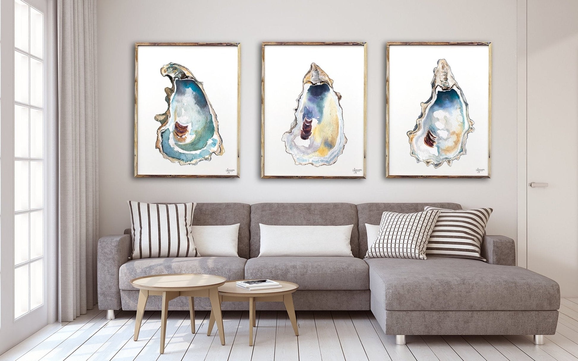 Breach Inlet Oyster Print Set of 3 - ArtByAlexandraNicole