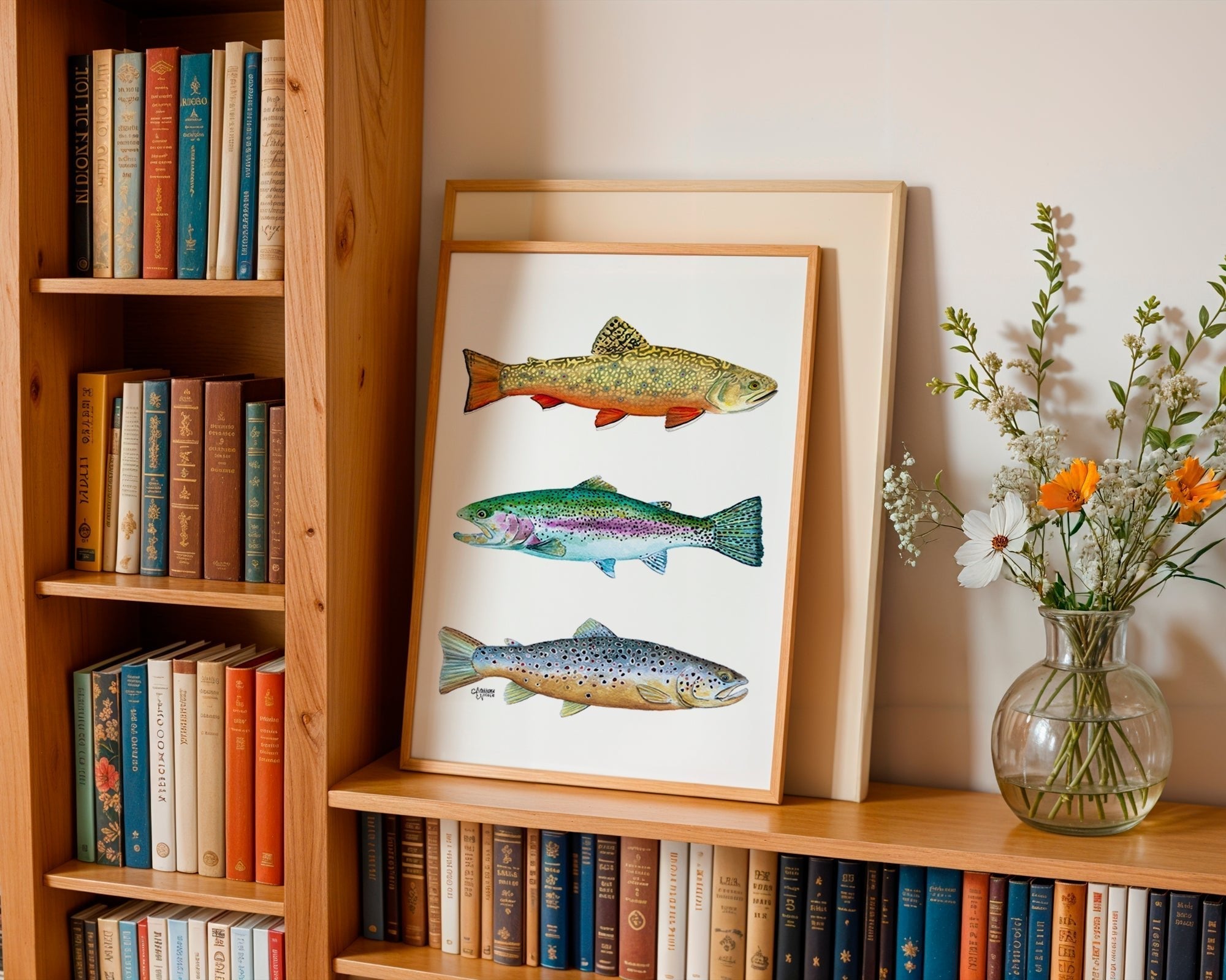 Brook, Brown, and Rainbow Trout Watercolor Print - ArtByAlexandraNicole