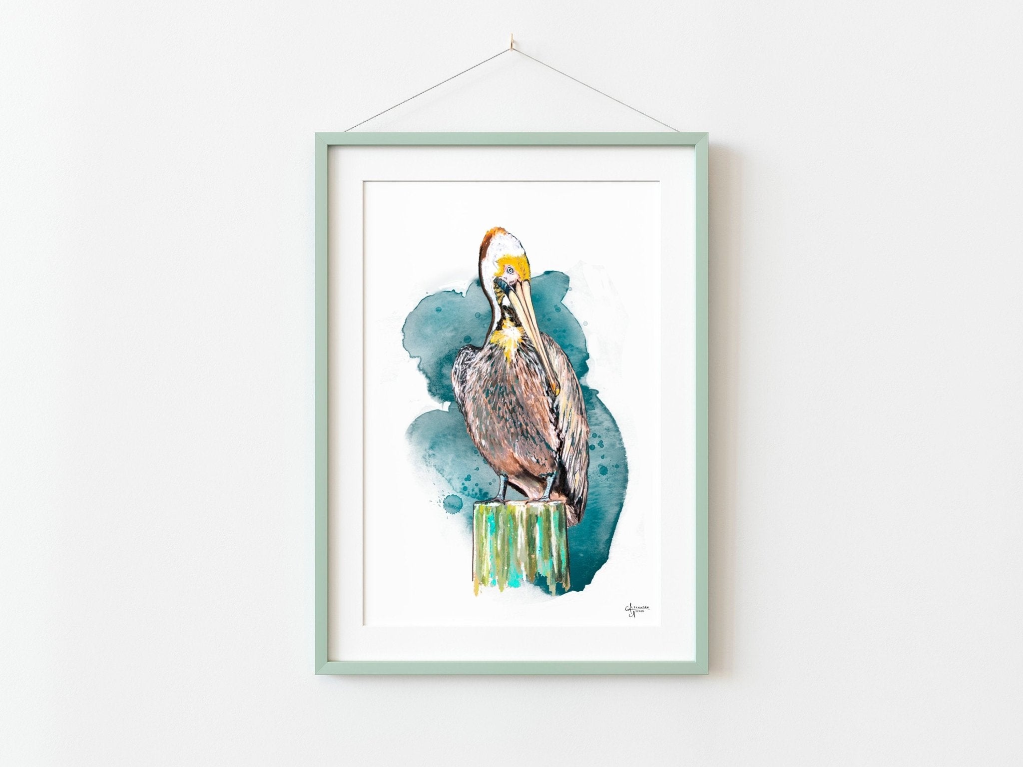 Brown Pelican Art Print - ArtByAlexandraNicole