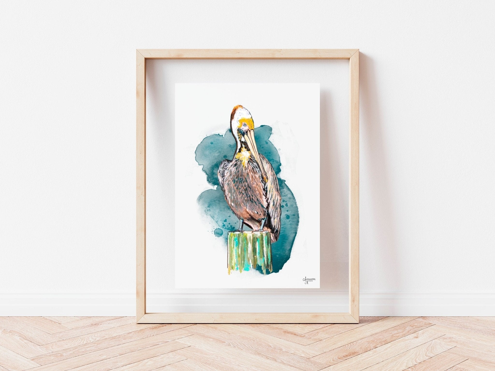 Brown Pelican Art Print - ArtByAlexandraNicole