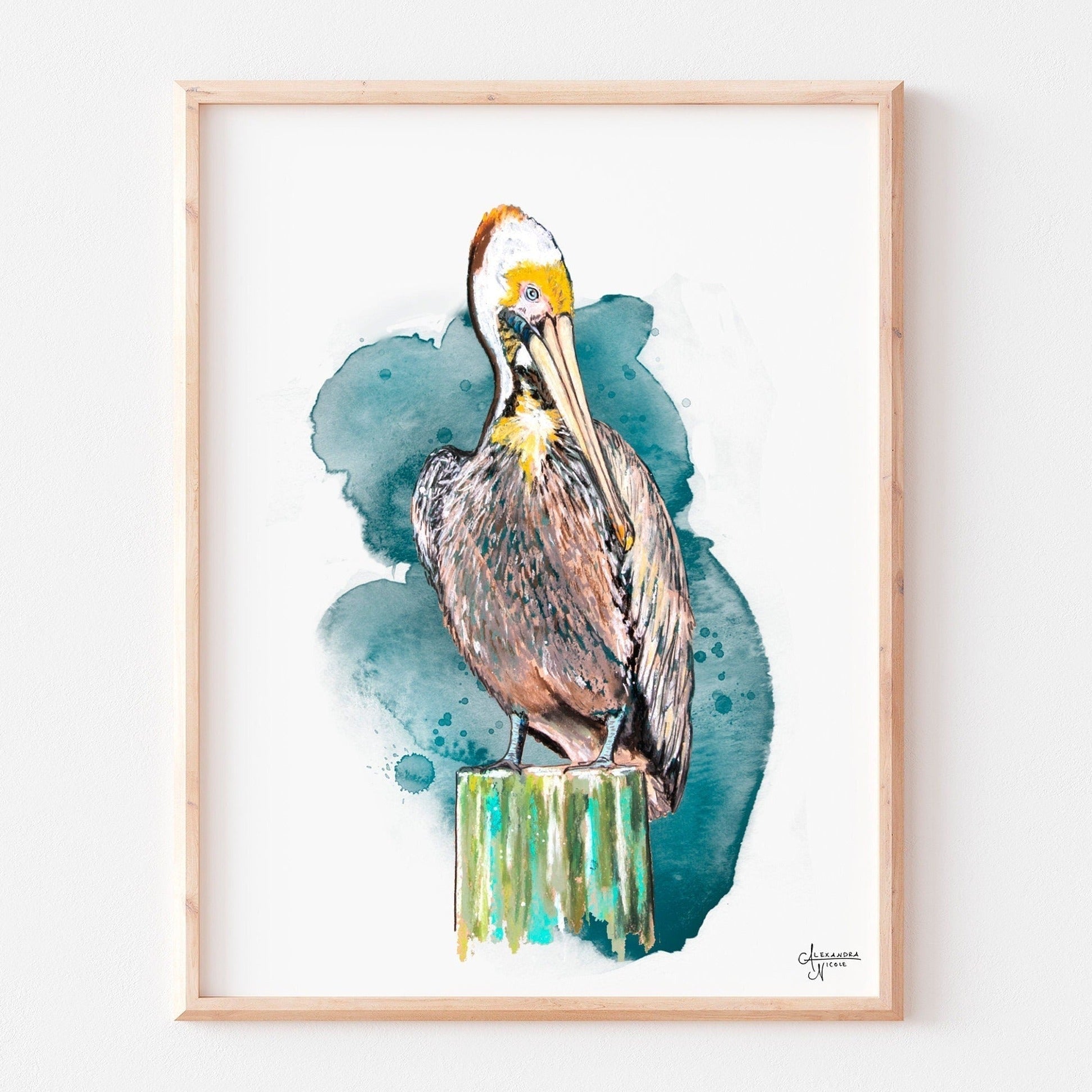 Brown Pelican Art Print - ArtByAlexandraNicole