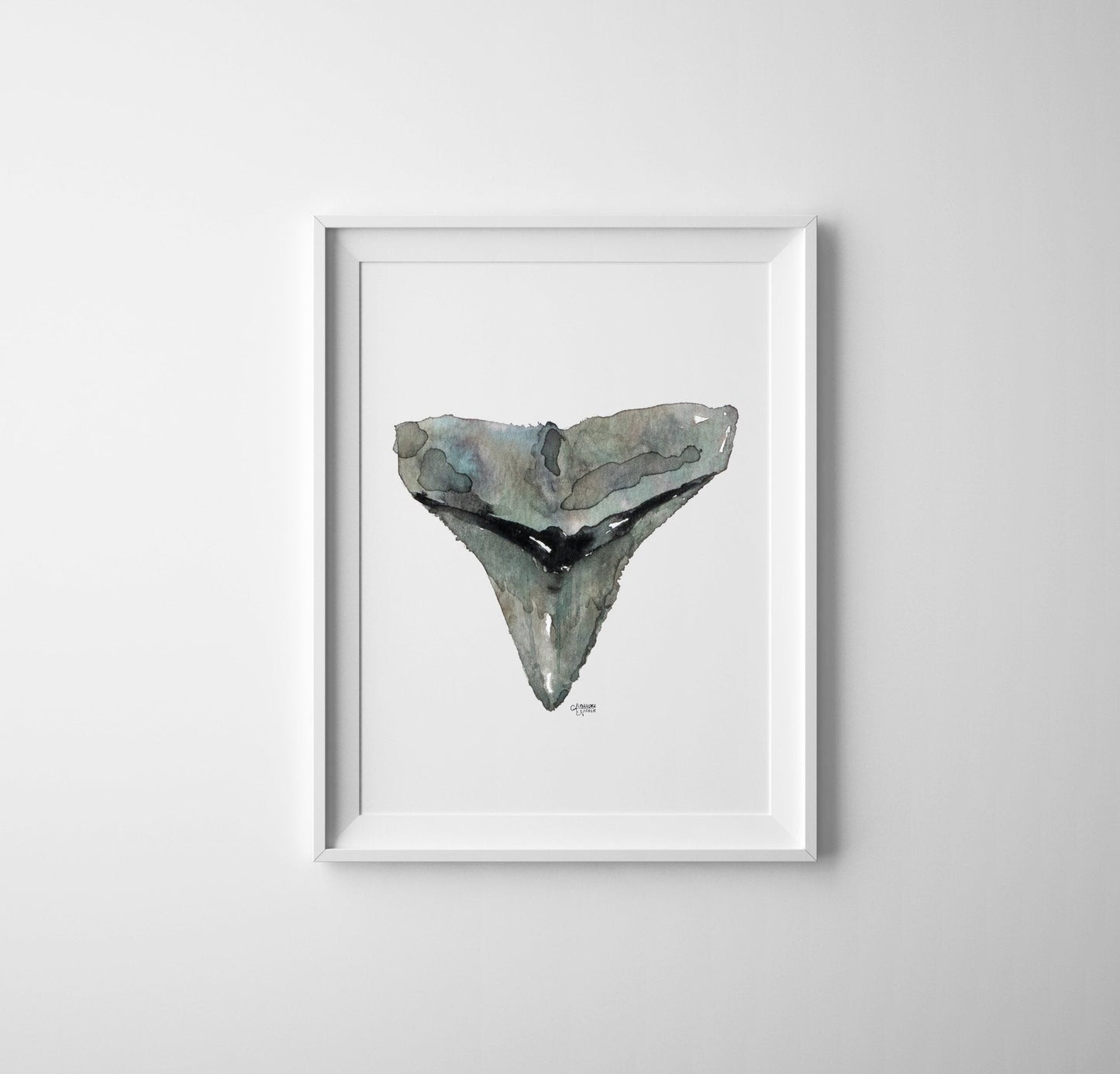 Bull Shark Tooth Watercolor Art Print - Shark Tooth No. 6 - ArtByAlexandraNicole