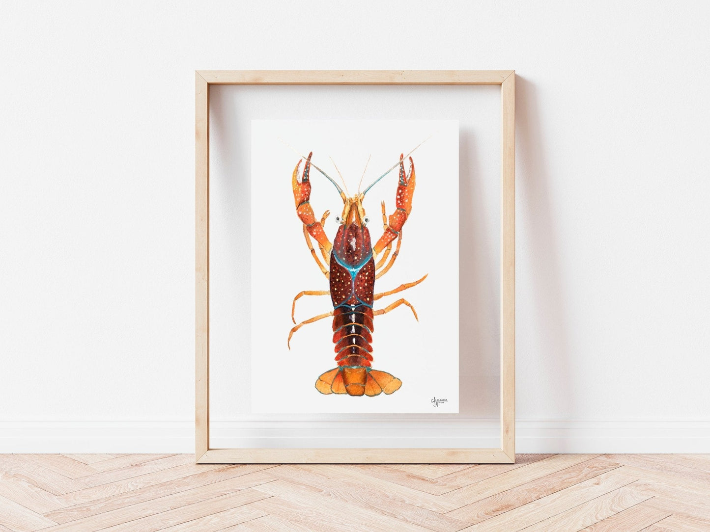 Crawfish Watercolor Print, Crawfish Art, Crawfish Print - ArtByAlexandraNicole
