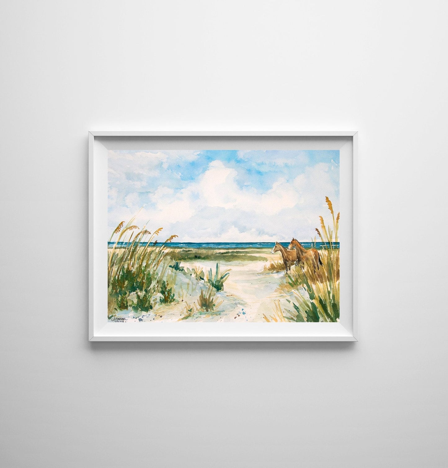 Cumberland Island Horses Watercolor Print - ArtByAlexandraNicole