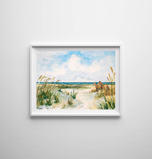 Cumberland Island Horses Watercolor Print - ArtByAlexandraNicole
