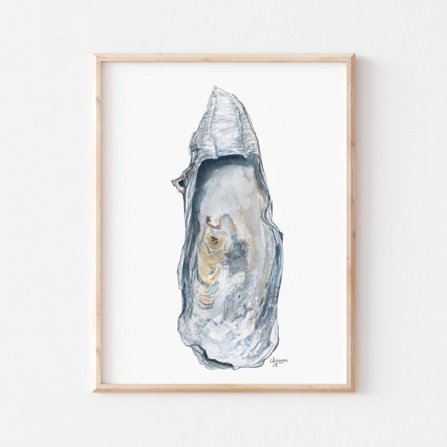 East Beach 1 Watercolor Oyster Shell Fine Art Print - ArtByAlexandraNicole