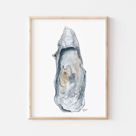 East Beach 1 Watercolor Oyster Shell Fine Art Print - ArtByAlexandraNicole