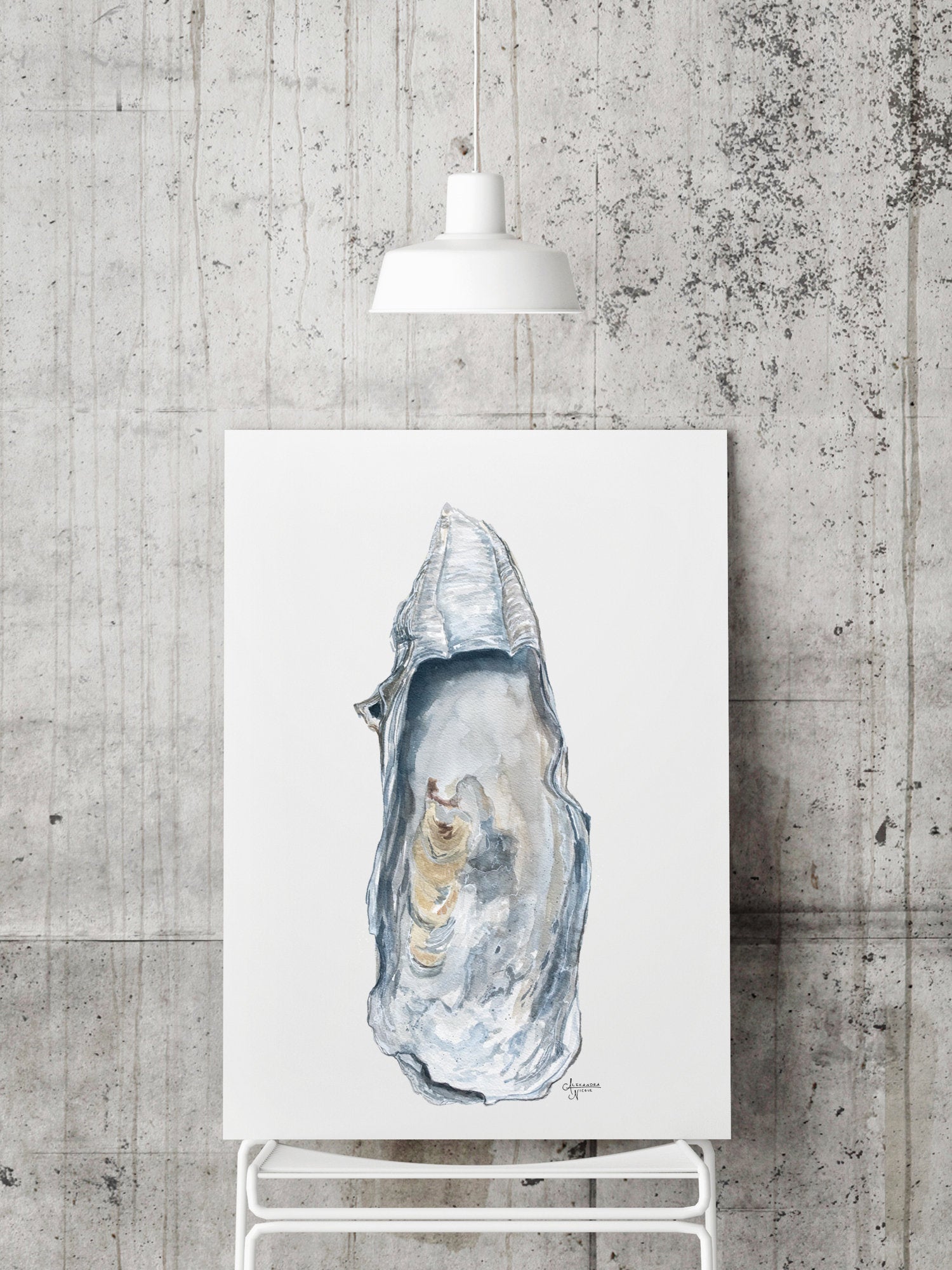 East Beach 1 Watercolor Oyster Shell Fine Art Print - ArtByAlexandraNicole