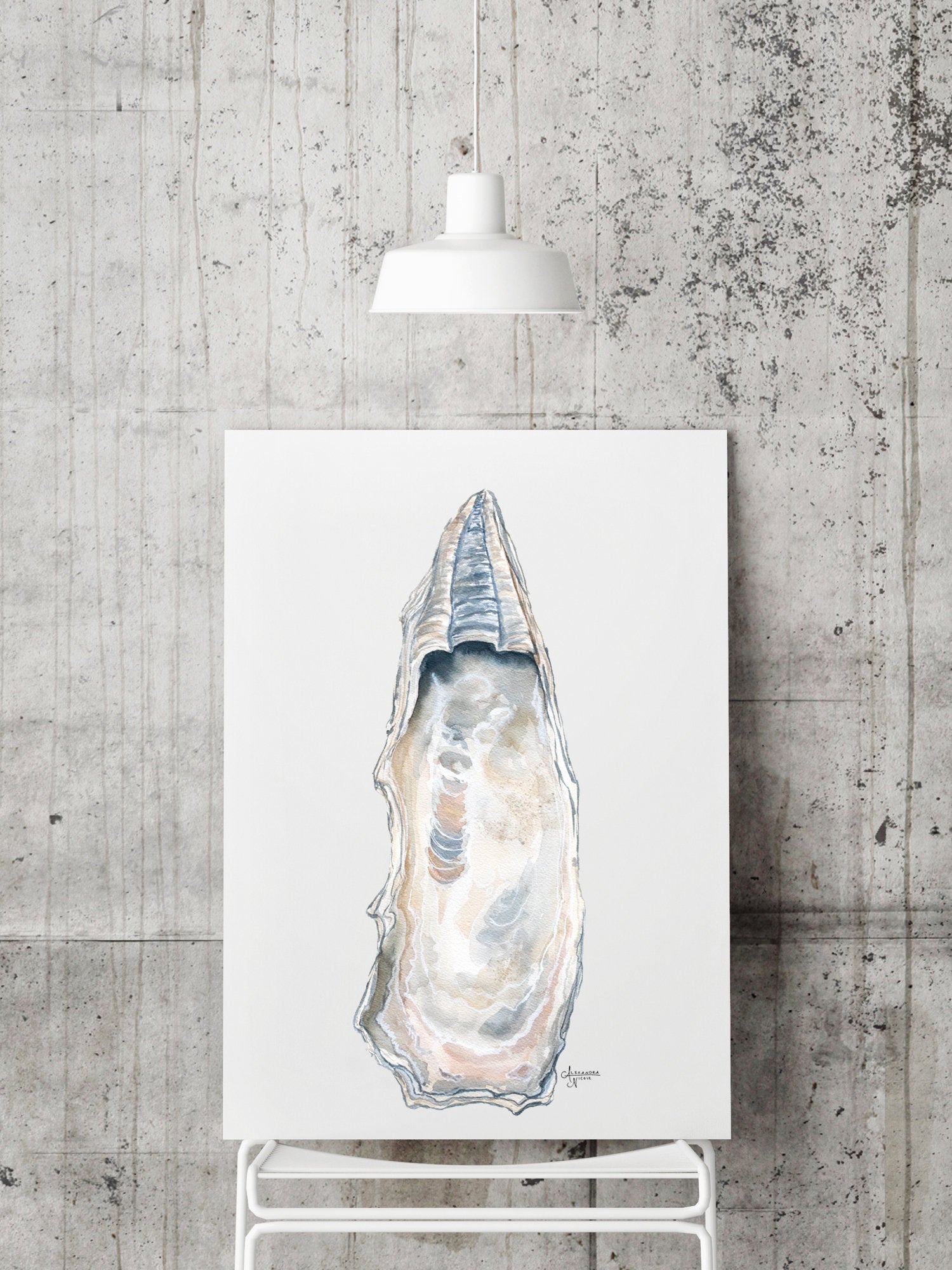 East Beach 2 Watercolor Oyster Shell Fine Art Print - ArtByAlexandraNicole