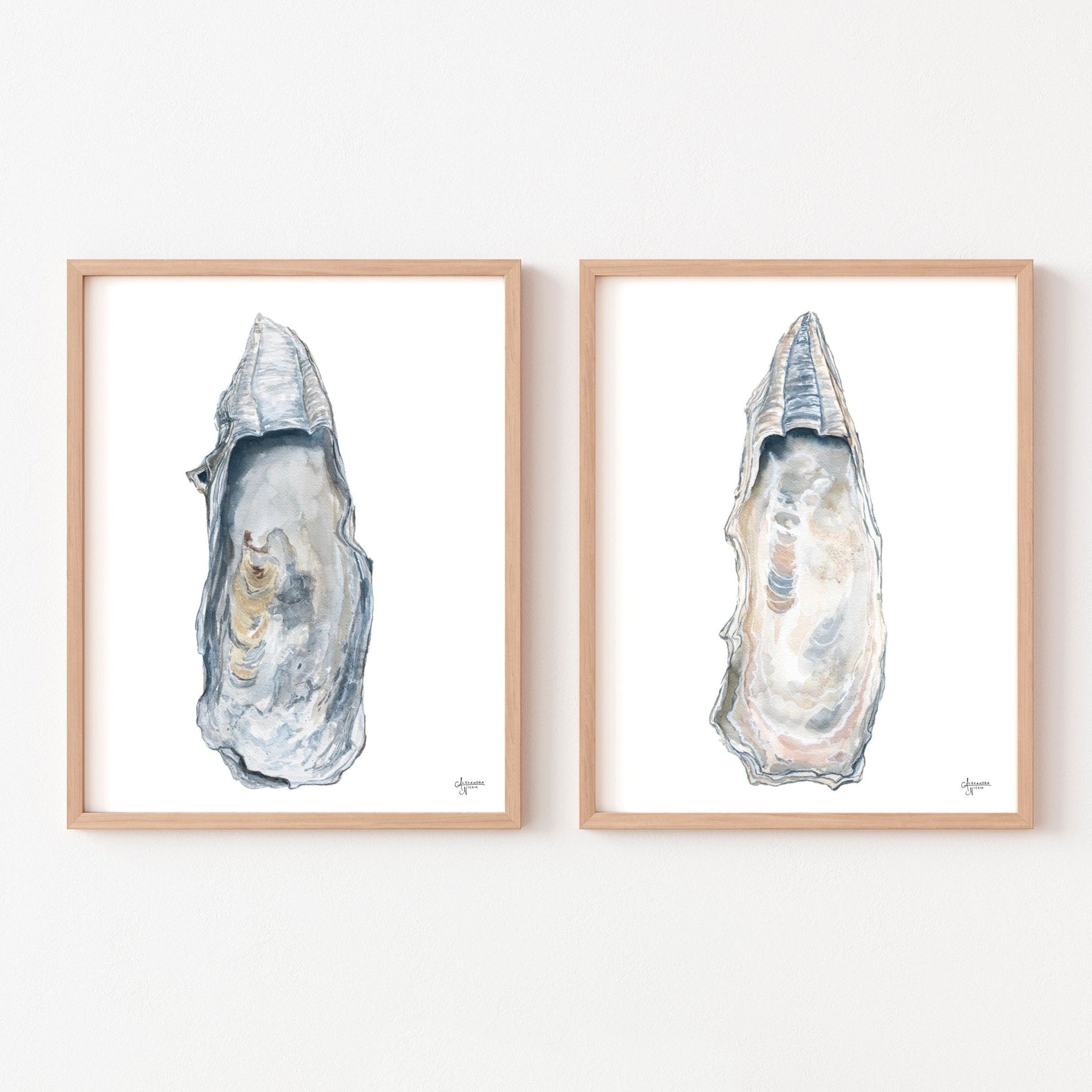 East Beach Oyster Shell Print Set - ArtByAlexandraNicole