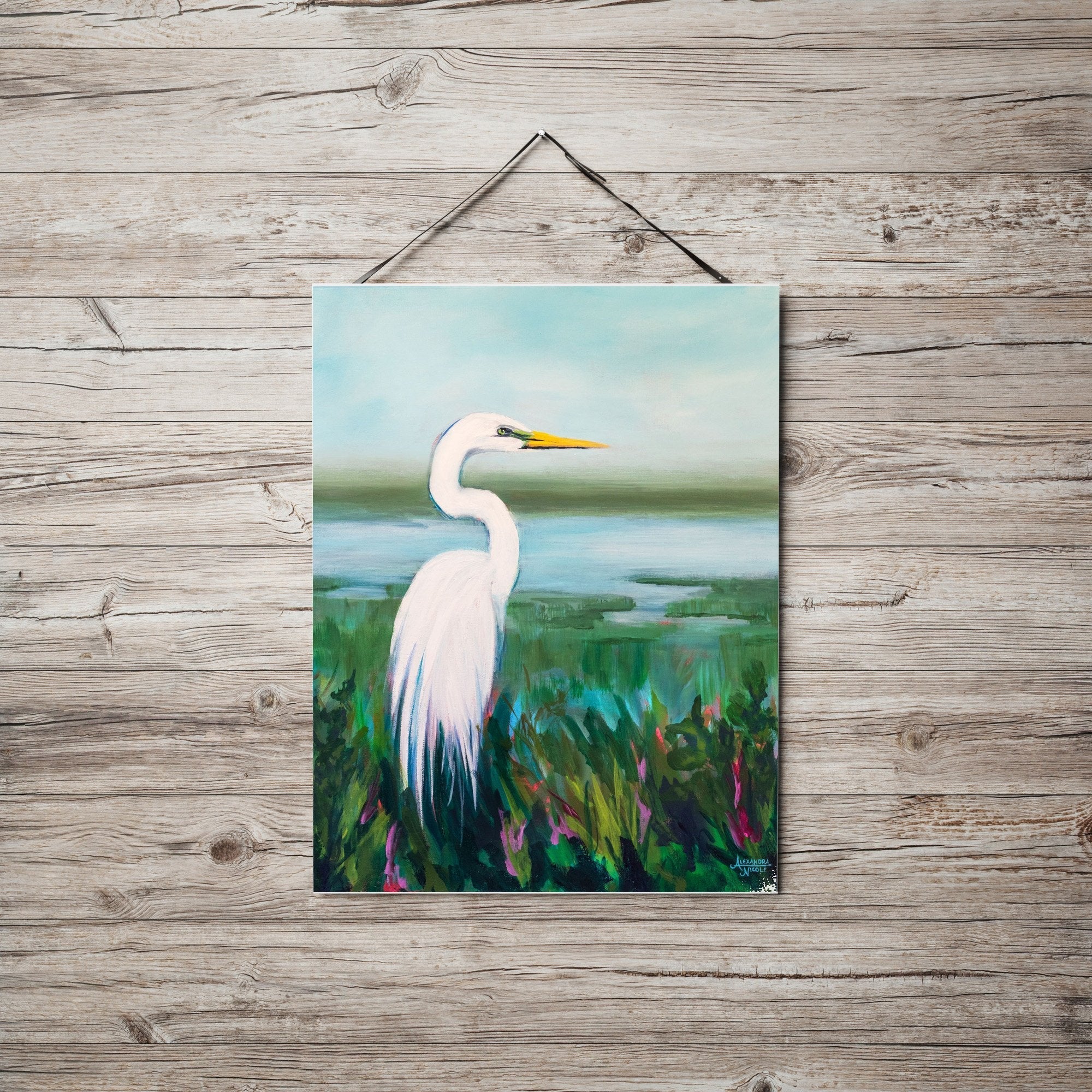 Egret Looking Over The Marsh - ArtByAlexandraNicole