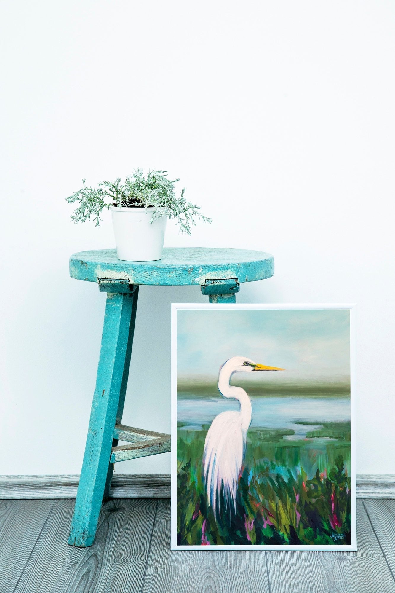 Egret Looking Over The Marsh - ArtByAlexandraNicole
