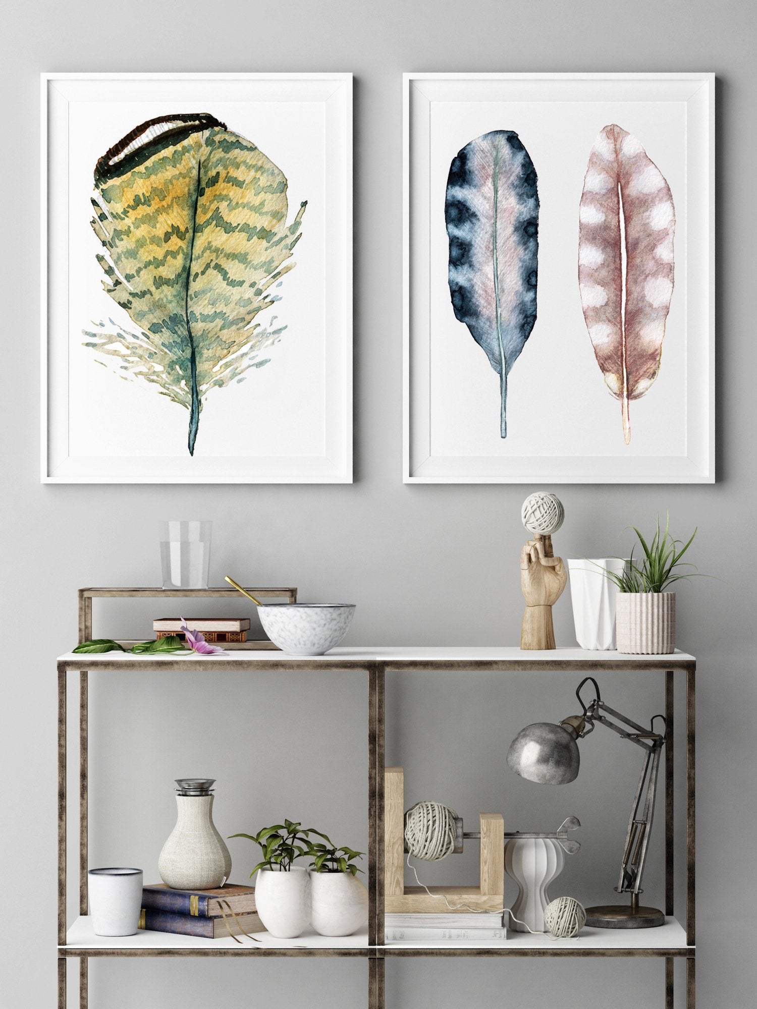 Feather Watercolor Print Set - ArtByAlexandraNicole