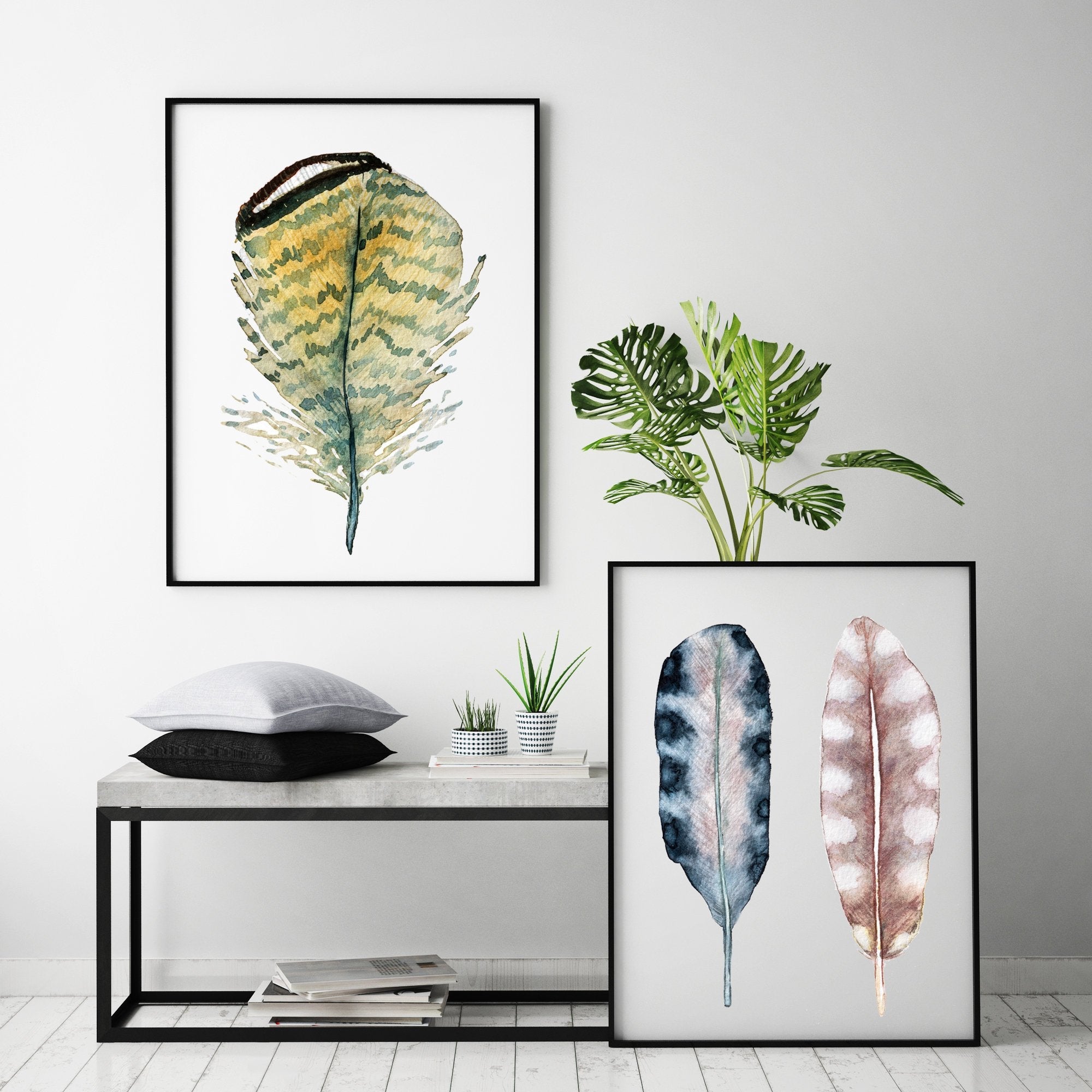 Feather Watercolor Print Set - ArtByAlexandraNicole