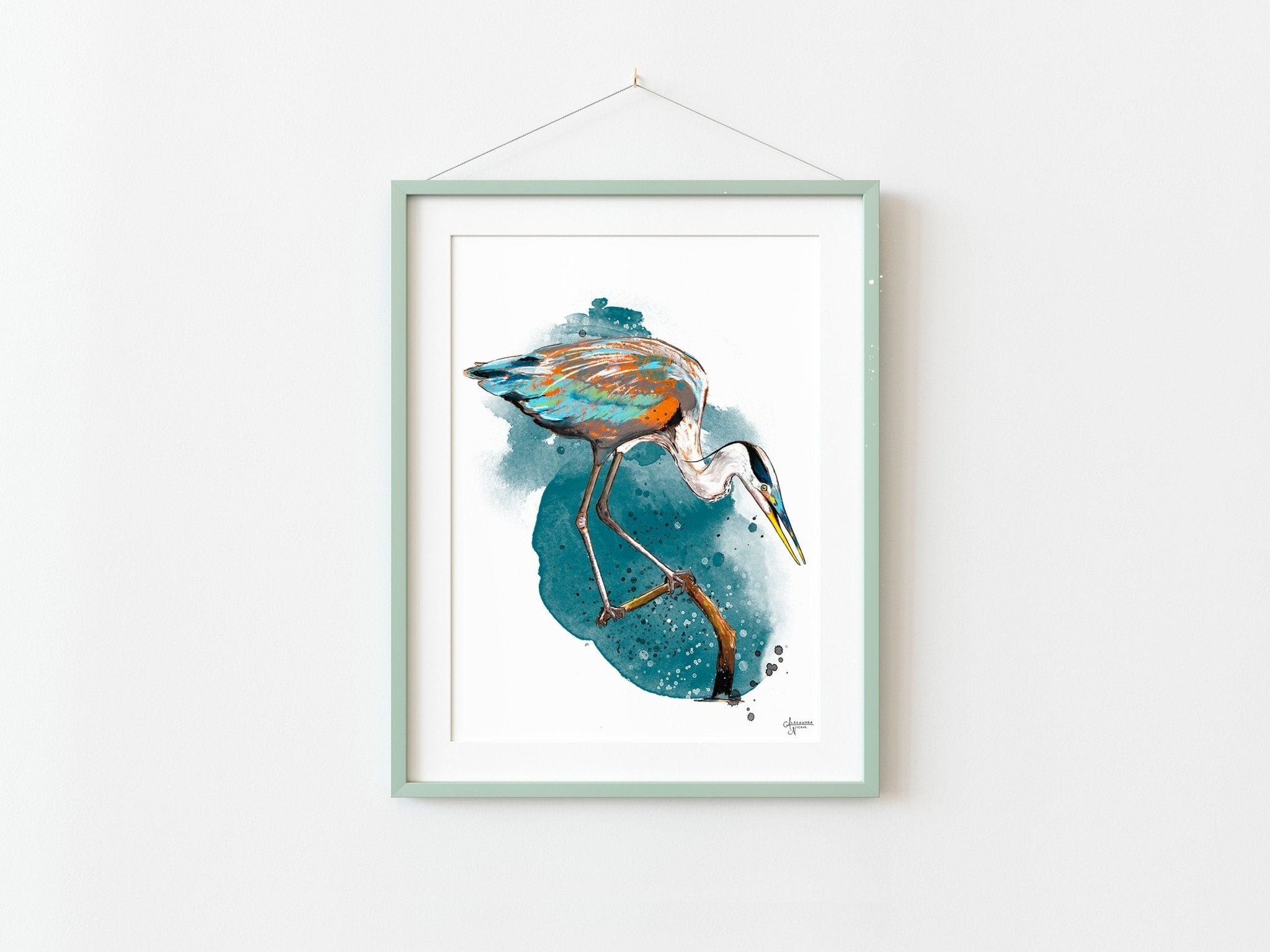 Great Blue Heron Print - ArtByAlexandraNicole