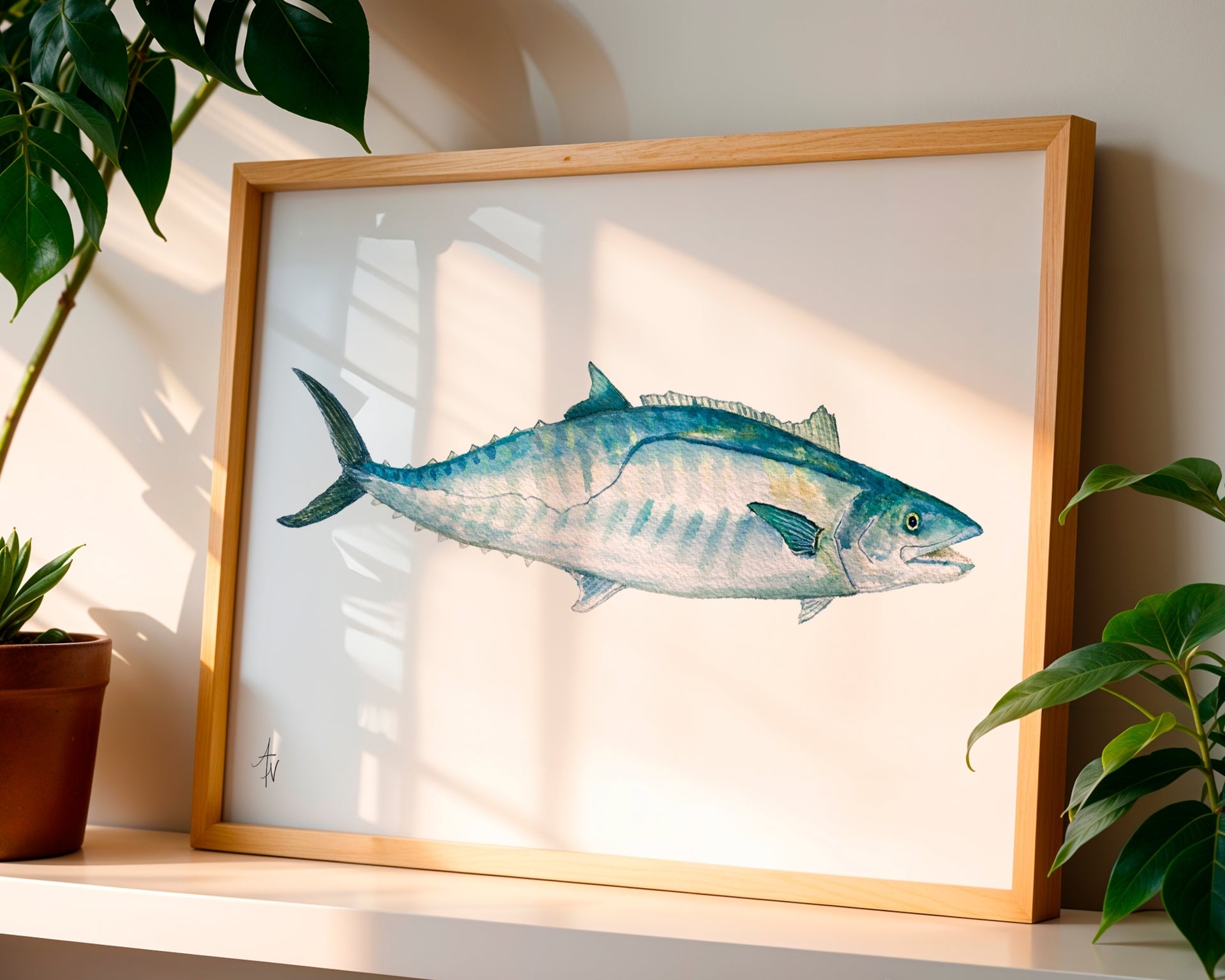 Kingfish (King Mackerel) Fine Art Print – Saltwater Sport Fish Illustration - ArtByAlexandraNicole