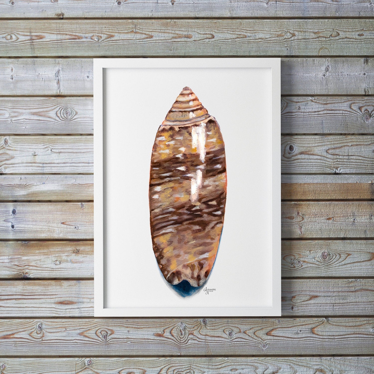 Lettered Olive Print, Olive Print, Shell Print, Sea Shell Art - ArtByAlexandraNicole