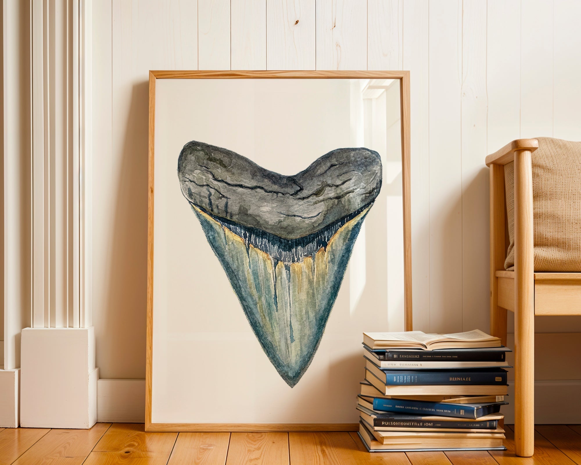 Megalodon Shark Tooth Watercolor Print - Shark Tooth No. 1 - ArtByAlexandraNicole