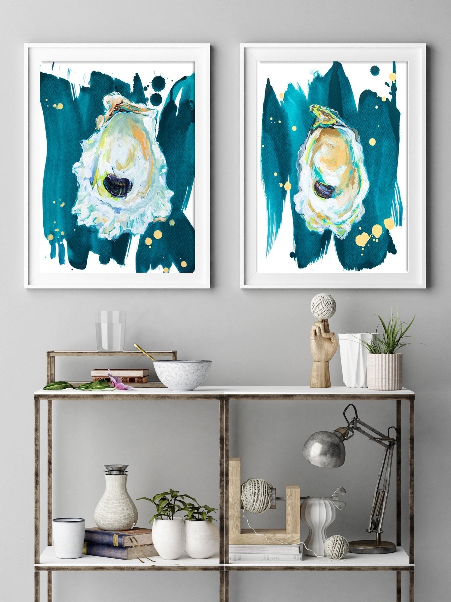 Modern Oyster Art Print Set, Print Set of 2 - ArtByAlexandraNicole