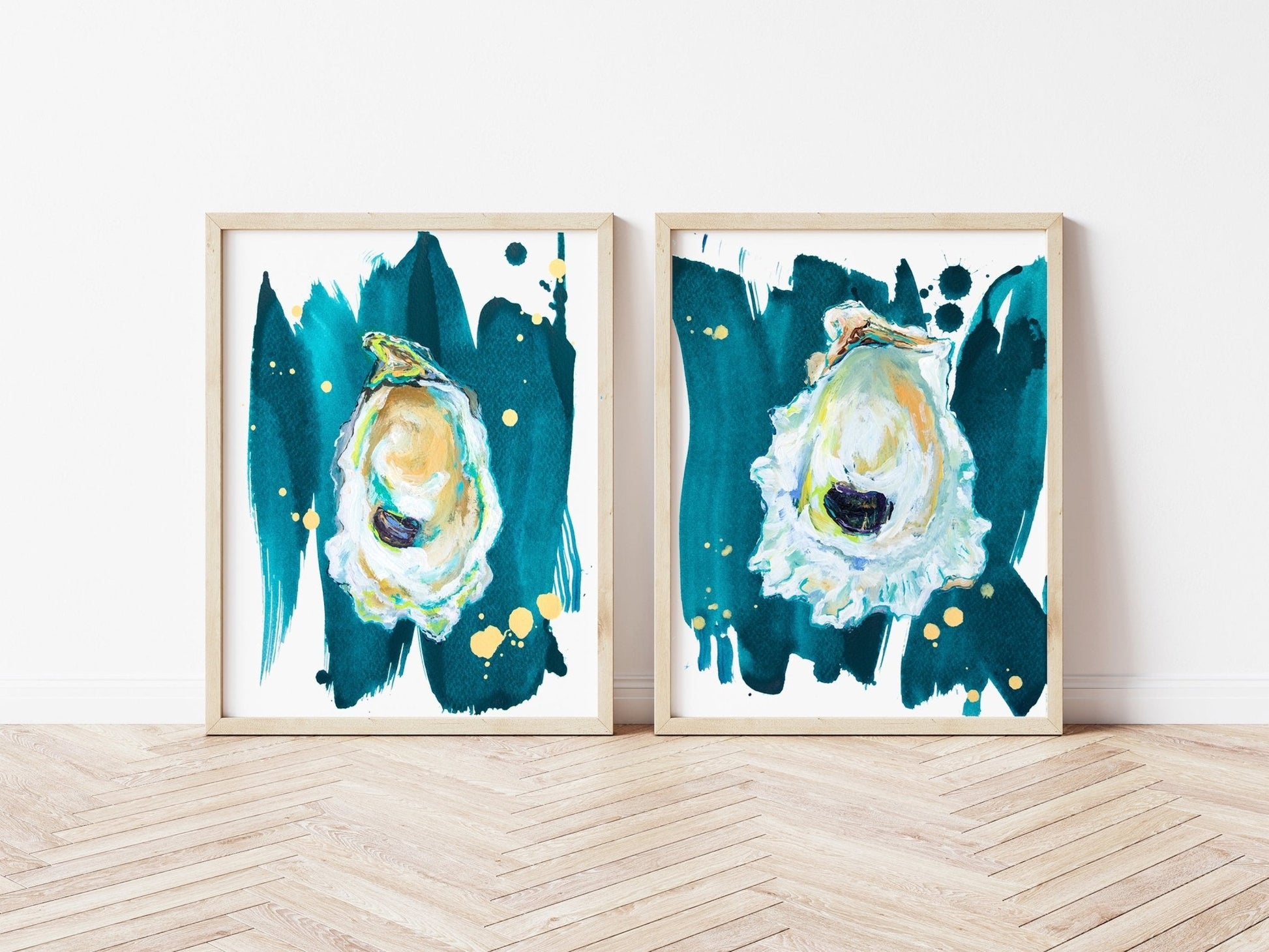 Modern Oyster Art Print Set, Print Set of 2 - ArtByAlexandraNicole