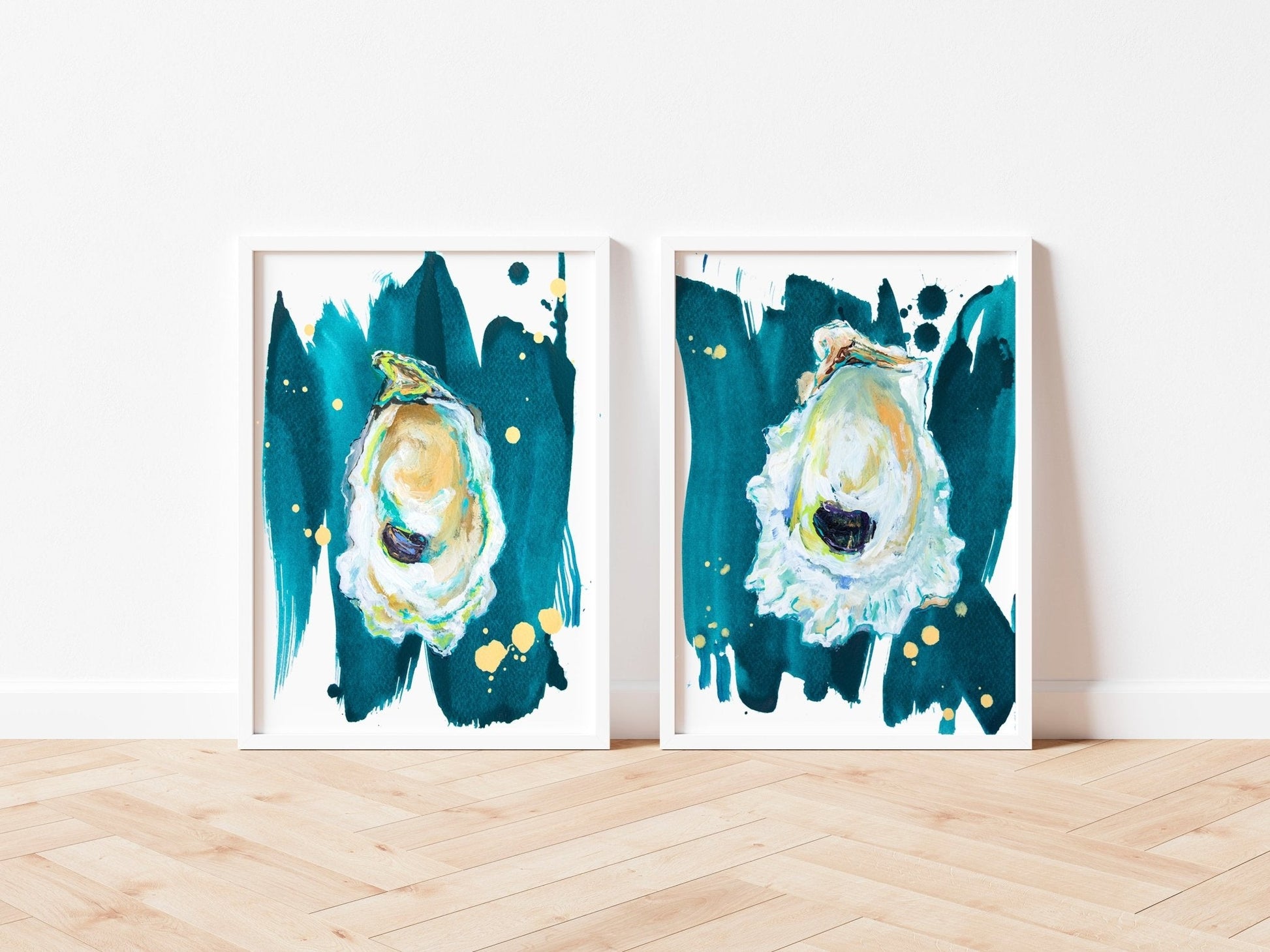 Modern Oyster Art Print Set, Print Set of 2 - ArtByAlexandraNicole