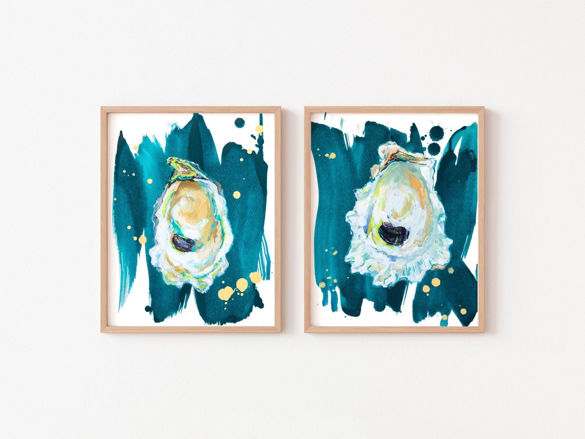 Modern Oyster Art Print Set, Print Set of 2 - ArtByAlexandraNicole