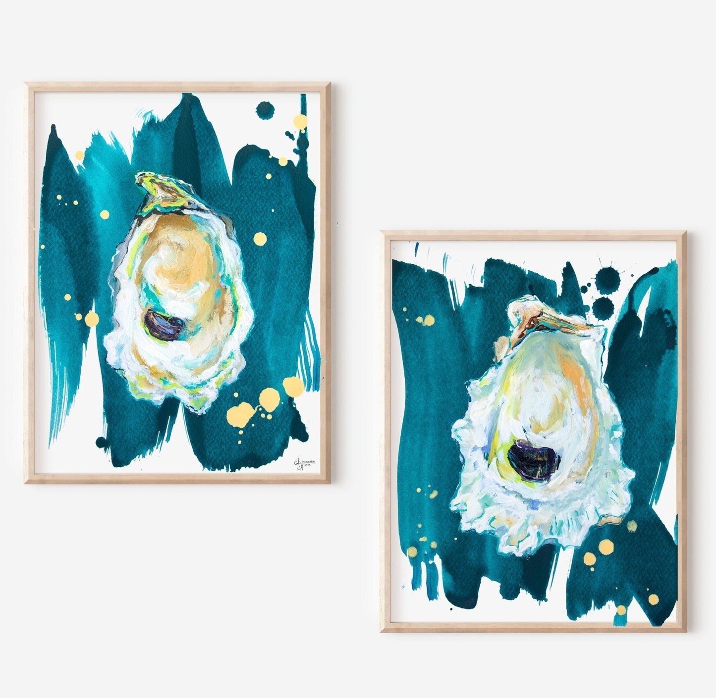 Modern Oyster Art Print Set, Print Set of 2 - ArtByAlexandraNicole