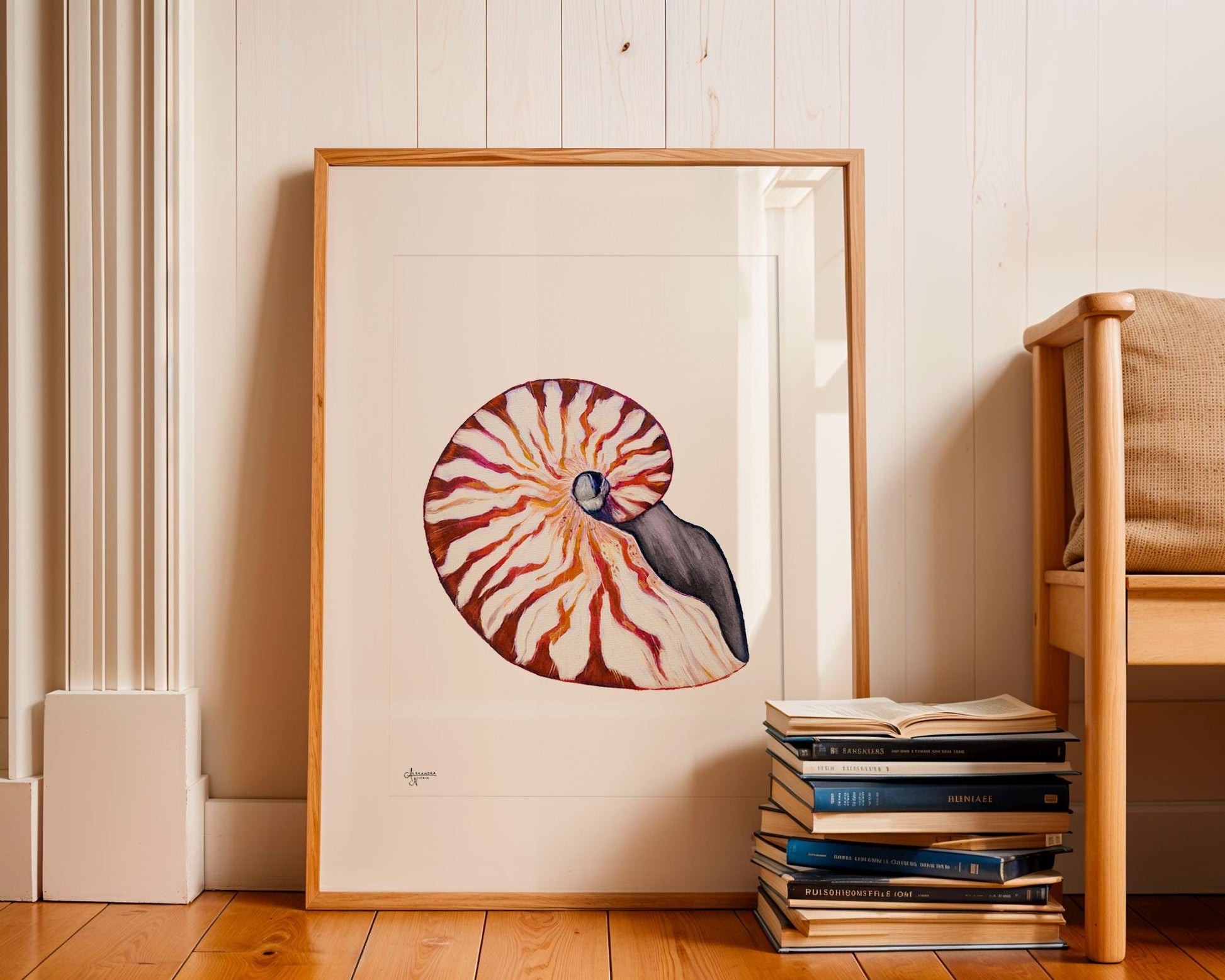 Nautilus Shell Print for Elegant Coastal Home - ArtByAlexandraNicole