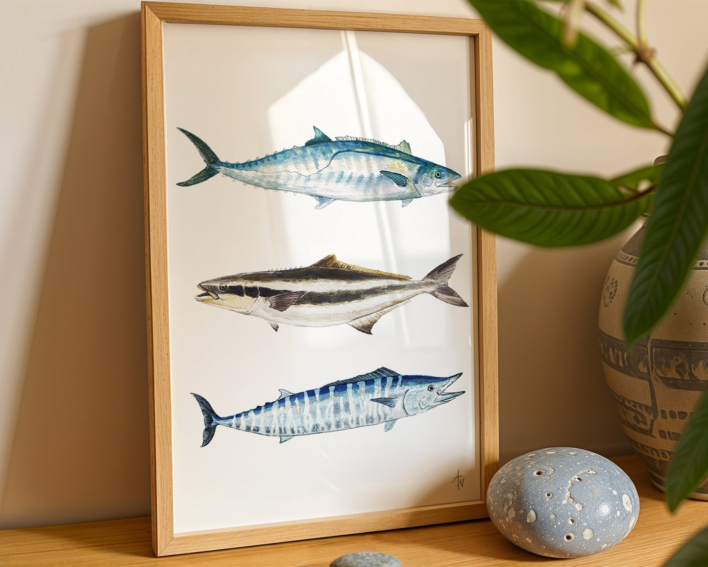 Nearshore Ocean Grand Slam: Kingfish, Cobia, and Wahoo | Saltwater Sport Fish Art Print - ArtByAlexandraNicole
