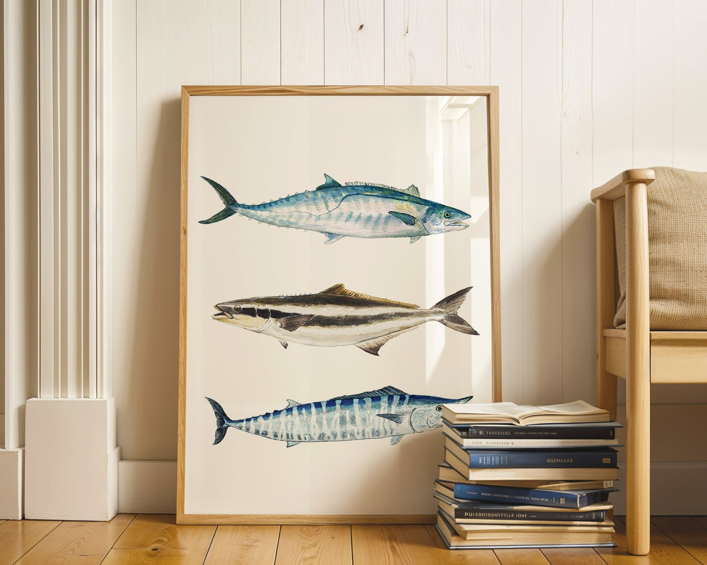Nearshore Ocean Grand Slam: Kingfish, Cobia, and Wahoo | Saltwater Sport Fish Art Print - ArtByAlexandraNicole