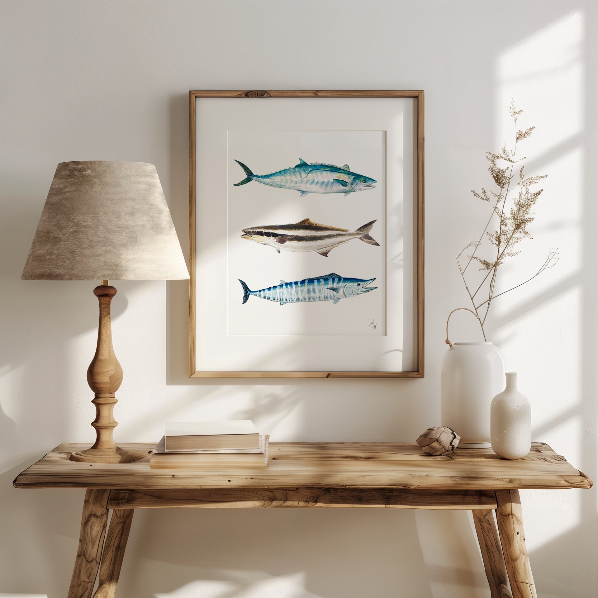 Nearshore Ocean Grand Slam: Kingfish, Cobia, and Wahoo | Saltwater Sport Fish Art Print - ArtByAlexandraNicole