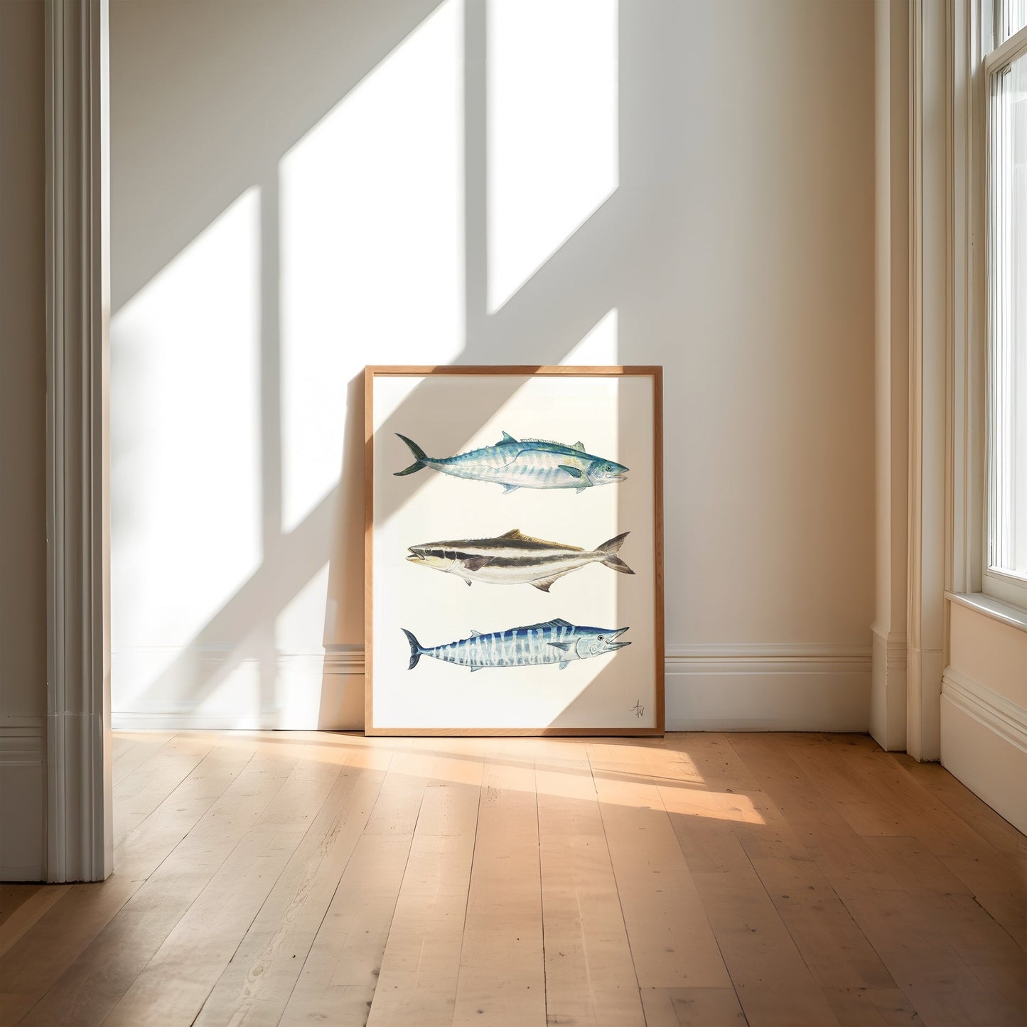 Nearshore Ocean Grand Slam: Kingfish, Cobia, and Wahoo | Saltwater Sport Fish Art Print - ArtByAlexandraNicole