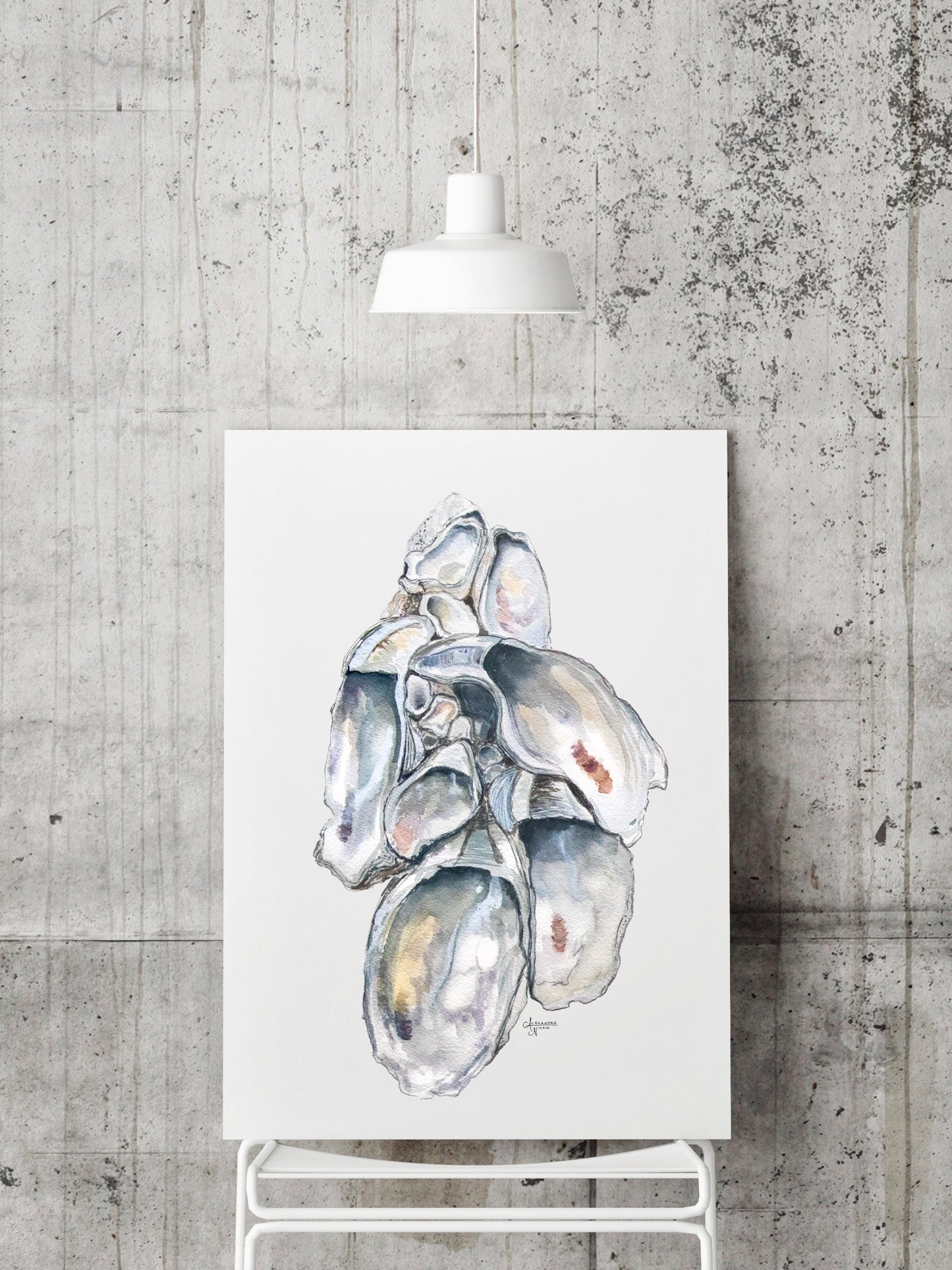 Oyster Cluster 1 Watercolor Oyster Print - ArtByAlexandraNicole
