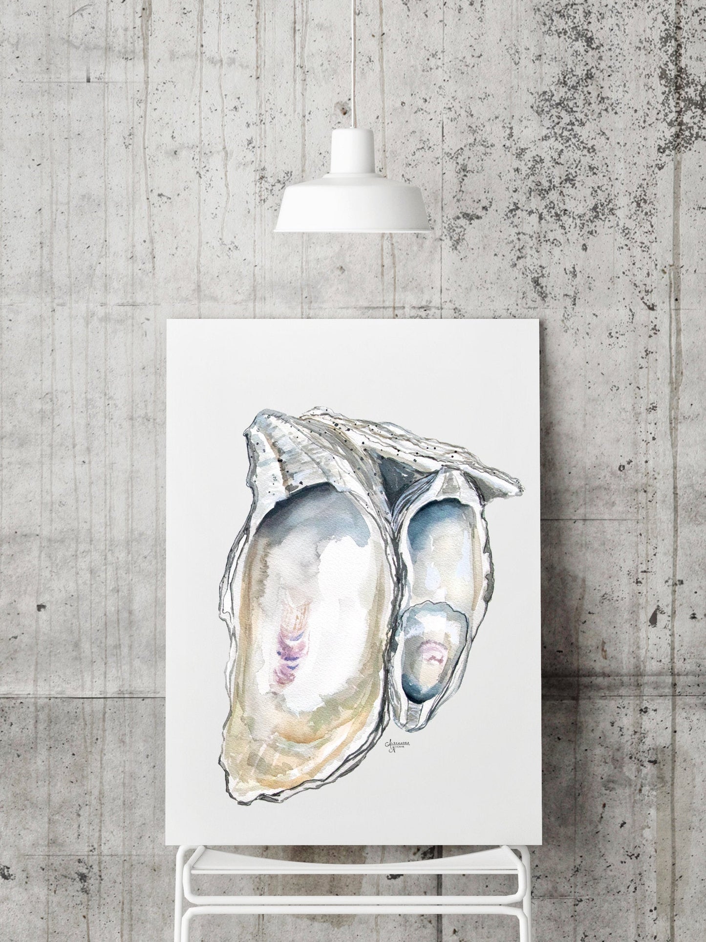 Oyster Cluster 2 Watercolor Oyster Print - ArtByAlexandraNicole