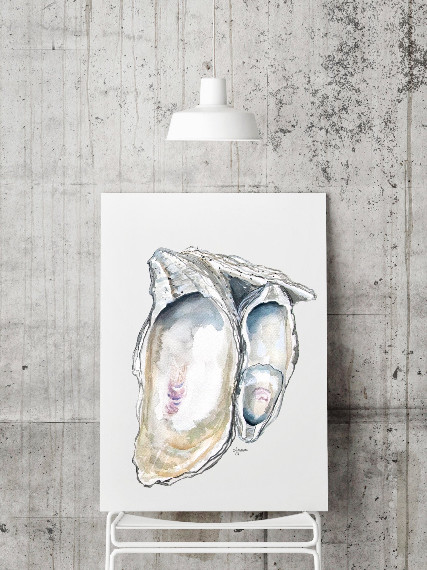 Oyster Cluster 2 Watercolor Oyster Print - ArtByAlexandraNicole