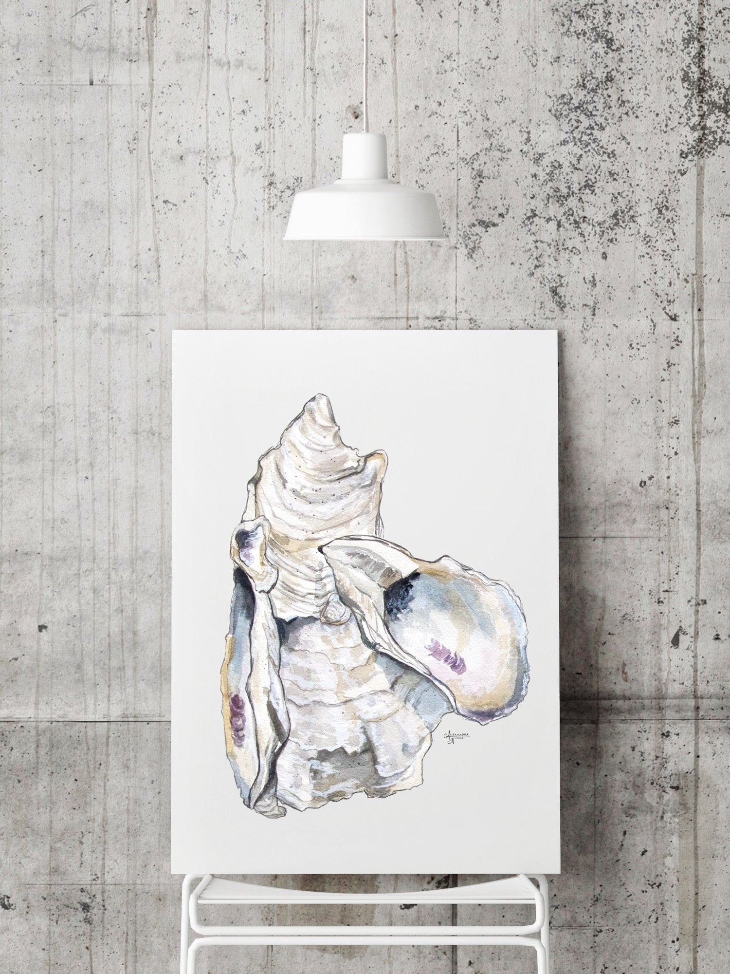 Oyster Cluster 3 Watercolor Oyster Print - ArtByAlexandraNicole