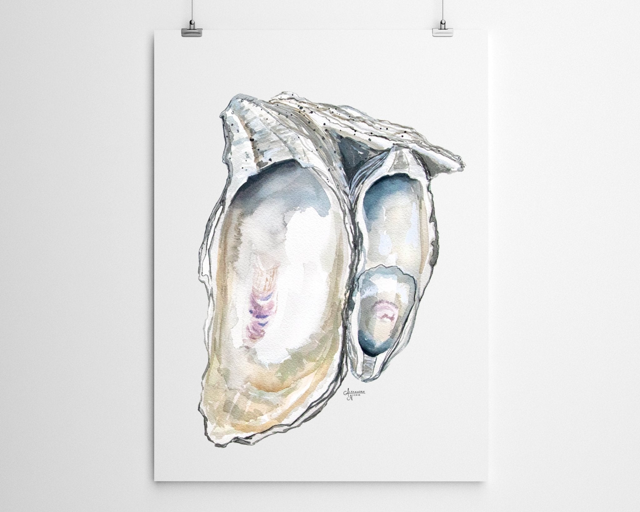Oyster Cluster Watercolor Discounted Print Set of 3 - ArtByAlexandraNicole